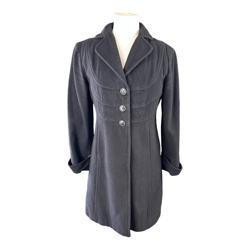 ANNE KLEIN Fall Winter Coat Black Wool size Small